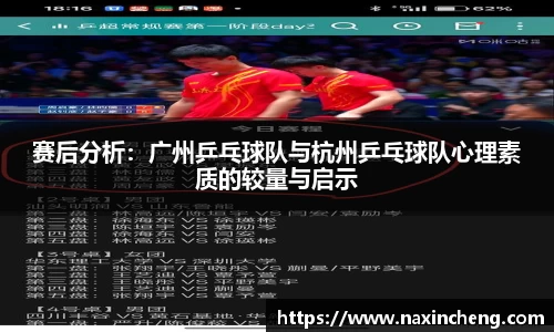 赛后分析：广州乒乓球队与杭州乒乓球队心理素质的较量与启示